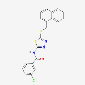 molecular formula C20H14ClN3OS2 B3496768 3-chloro-N-(5-((naphthalen-1-ylmethyl)thio)-1,3,4-thiadiazol-2-yl)benzamide 