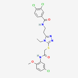 3,4-dichloro-N-[2-[5-[2-(5-chloro-2-methoxyanilino)-2-oxoethyl]sulfanyl-4-ethyl-1,2,4-triazol-3-yl]ethyl]benzamide