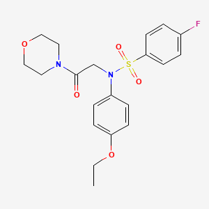 molecular formula C20H23FN2O5S B3496777 N-(4-ethoxyphenyl)-4-fluoro-N-[2-(4-morpholinyl)-2-oxoethyl]benzenesulfonamide 