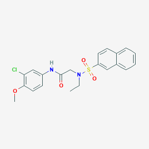 molecular formula C21H21ClN2O4S B3496883 N~1~-(3-chloro-4-methoxyphenyl)-N~2~-ethyl-N~2~-(2-naphthylsulfonyl)glycinamide 