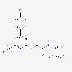 2-{[4-(4-chlorophenyl)-6-(trifluoromethyl)-2-pyrimidinyl]thio}-N-(2-methylphenyl)acetamide