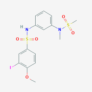 molecular formula C15H17IN2O5S2 B3496938 3-iodo-4-methoxy-N-{3-[methyl(methylsulfonyl)amino]phenyl}benzenesulfonamide 