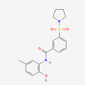 molecular formula C18H20N2O4S B3496965 N-(2-hydroxy-5-methylphenyl)-3-(1-pyrrolidinylsulfonyl)benzamide 