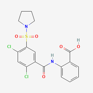 2-[2,4-DICHLORO-5-(PYRROLIDINE-1-SULFONYL)BENZAMIDO]BENZOIC ACID