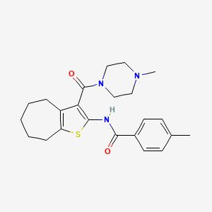 molecular formula C23H29N3O2S B3496996 4-methyl-N-{3-[(4-methyl-1-piperazinyl)carbonyl]-5,6,7,8-tetrahydro-4H-cyclohepta[b]thien-2-yl}benzamide 