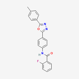 molecular formula C22H16FN3O2 B3497059 2-fluoro-N-{4-[5-(4-methylphenyl)-1,3,4-oxadiazol-2-yl]phenyl}benzamide 