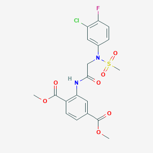 molecular formula C19H18ClFN2O7S B3497141 dimethyl 2-{[N-(3-chloro-4-fluorophenyl)-N-(methylsulfonyl)glycyl]amino}terephthalate 