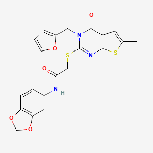 N-1,3-benzodioxol-5-yl-2-{[3-(2-furylmethyl)-6-methyl-4-oxo-3,4-dihydrothieno[2,3-d]pyrimidin-2-yl]thio}acetamide