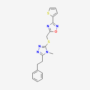 5-({[4-methyl-5-(2-phenylethyl)-4H-1,2,4-triazol-3-yl]thio}methyl)-3-(2-thienyl)-1,2,4-oxadiazole