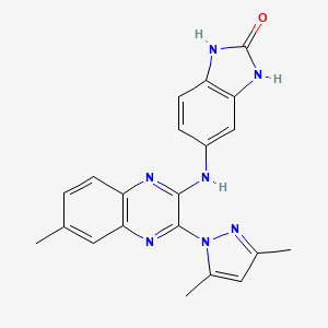 5-{[3-(3,5-dimethyl-1H-pyrazol-1-yl)-6-methyl-2-quinoxalinyl]amino}-1,3-dihydro-2H-benzimidazol-2-one