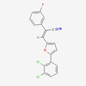 molecular formula C19H10Cl2FNO B3497321 3-[5-(2,3-dichlorophenyl)-2-furyl]-2-(3-fluorophenyl)acrylonitrile 