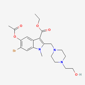 molecular formula C21H28BrN3O5 B3497430 ethyl 5-(acetyloxy)-6-bromo-2-{[4-(2-hydroxyethyl)piperazin-1-yl]methyl}-1-methyl-1H-indole-3-carboxylate 