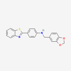 molecular formula C21H16N2O2S B3497469 (1,3-benzodioxol-5-ylmethyl)[4-(1,3-benzothiazol-2-yl)phenyl]amine 