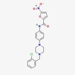 molecular formula C22H21ClN4O4 B3497581 N-{4-[4-(2-chlorobenzyl)-1-piperazinyl]phenyl}-5-nitro-2-furamide 