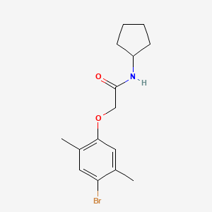 molecular formula C15H20BrNO2 B3497603 2-(4-bromo-2,5-dimethylphenoxy)-N-cyclopentylacetamide 