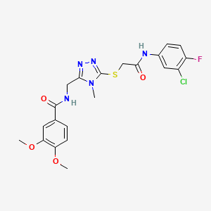 N-{[5-({2-[(3-chloro-4-fluorophenyl)amino]-2-oxoethyl}sulfanyl)-4-methyl-4H-1,2,4-triazol-3-yl]methyl}-3,4-dimethoxybenzamide