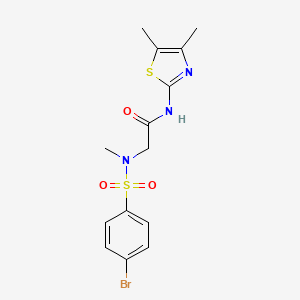 molecular formula C14H16BrN3O3S2 B3497662 N~2~-[(4-bromophenyl)sulfonyl]-N~1~-(4,5-dimethyl-1,3-thiazol-2-yl)-N~2~-methylglycinamide 