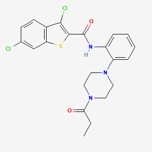 3,6-dichloro-N-[2-(4-propionyl-1-piperazinyl)phenyl]-1-benzothiophene-2-carboxamide