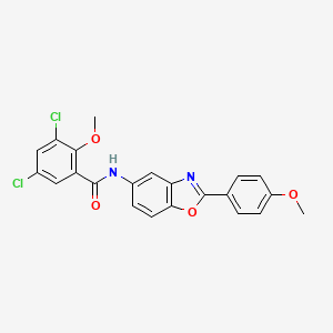 molecular formula C22H16Cl2N2O4 B3497680 3,5-dichloro-2-methoxy-N-[2-(4-methoxyphenyl)-1,3-benzoxazol-5-yl]benzamide 