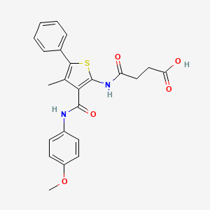 molecular formula C23H22N2O5S B3497708 3-({3-[(4-METHOXYPHENYL)CARBAMOYL]-4-METHYL-5-PHENYLTHIOPHEN-2-YL}CARBAMOYL)PROPANOIC ACID 