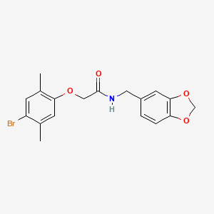 N-(1,3-benzodioxol-5-ylmethyl)-2-(4-bromo-2,5-dimethylphenoxy)acetamide