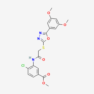 molecular formula C20H18ClN3O6S B3497799 methyl 4-chloro-3-[({[5-(3,5-dimethoxyphenyl)-1,3,4-oxadiazol-2-yl]thio}acetyl)amino]benzoate 