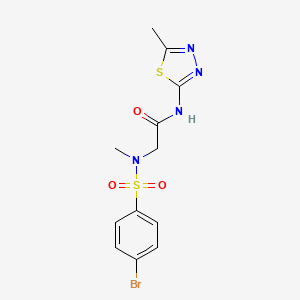 molecular formula C12H13BrN4O3S2 B3497819 N~2~-[(4-bromophenyl)sulfonyl]-N~2~-methyl-N~1~-(5-methyl-1,3,4-thiadiazol-2-yl)glycinamide 