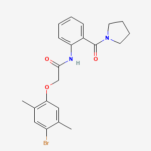 molecular formula C21H23BrN2O3 B3497849 2-(4-bromo-2,5-dimethylphenoxy)-N-[2-(1-pyrrolidinylcarbonyl)phenyl]acetamide 