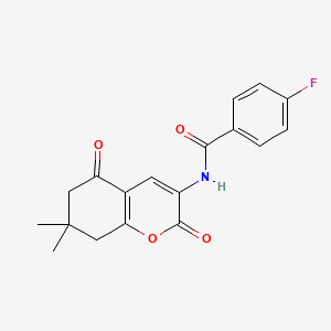 N-(7,7-dimethyl-2,5-dioxo-5,6,7,8-tetrahydro-2H-chromen-3-yl)-4-fluorobenzamide