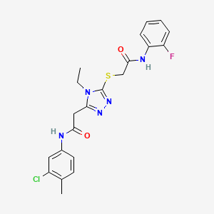 2-[(5-{2-[(3-chloro-4-methylphenyl)amino]-2-oxoethyl}-4-ethyl-4H-1,2,4-triazol-3-yl)thio]-N-(2-fluorophenyl)acetamide