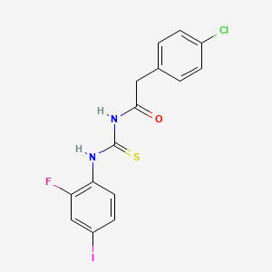 molecular formula C15H11ClFIN2OS B3497943 2-(4-chlorophenyl)-N-{[(2-fluoro-4-iodophenyl)amino]carbonothioyl}acetamide 