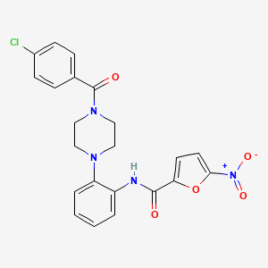 molecular formula C22H19ClN4O5 B3497961 N-{2-[4-(4-chlorobenzoyl)-1-piperazinyl]phenyl}-5-nitro-2-furamide 