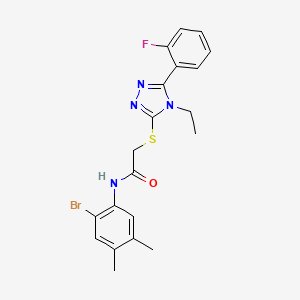 molecular formula C20H20BrFN4OS B3498064 N-(2-bromo-4,5-dimethylphenyl)-2-{[4-ethyl-5-(2-fluorophenyl)-4H-1,2,4-triazol-3-yl]thio}acetamide 