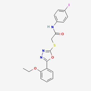 molecular formula C18H16IN3O3S B3498087 2-{[5-(2-ethoxyphenyl)-1,3,4-oxadiazol-2-yl]thio}-N-(4-iodophenyl)acetamide 