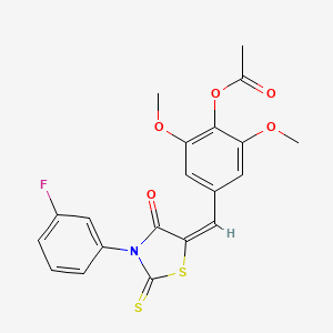 molecular formula C20H16FNO5S2 B3498105 4-{[3-(3-fluorophenyl)-4-oxo-2-thioxo-1,3-thiazolidin-5-ylidene]methyl}-2,6-dimethoxyphenyl acetate 
