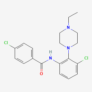 molecular formula C19H21Cl2N3O B3498112 4-chloro-N-[3-chloro-2-(4-ethyl-1-piperazinyl)phenyl]benzamide 