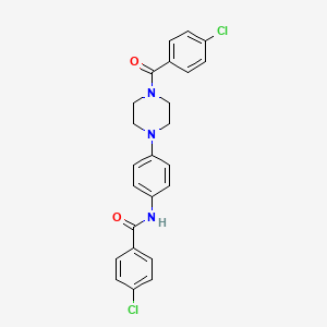 molecular formula C24H21Cl2N3O2 B3498119 4-chloro-N-{4-[4-(4-chlorobenzoyl)-1-piperazinyl]phenyl}benzamide 