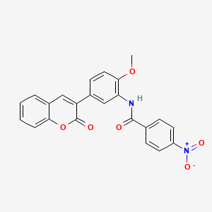molecular formula C23H16N2O6 B3498130 N-[2-methoxy-5-(2-oxo-2H-chromen-3-yl)phenyl]-4-nitrobenzamide 