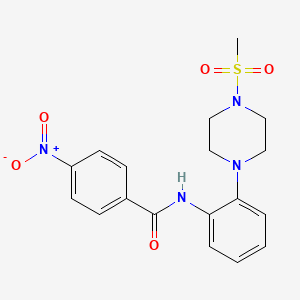 molecular formula C18H20N4O5S B3498134 N-{2-[4-(methylsulfonyl)-1-piperazinyl]phenyl}-4-nitrobenzamide 