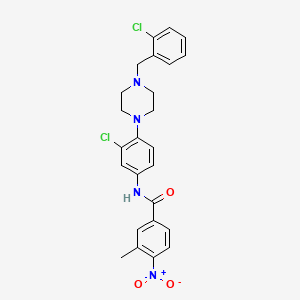 molecular formula C25H24Cl2N4O3 B3498146 N-{3-chloro-4-[4-(2-chlorobenzyl)-1-piperazinyl]phenyl}-3-methyl-4-nitrobenzamide 