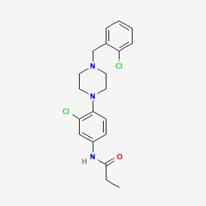 molecular formula C20H23Cl2N3O B3498155 N-{3-chloro-4-[4-(2-chlorobenzyl)-1-piperazinyl]phenyl}propanamide 