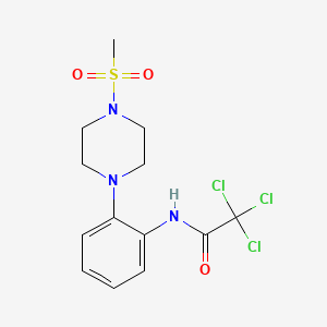 molecular formula C13H16Cl3N3O3S B3498178 2,2,2-trichloro-N-{2-[4-(methylsulfonyl)-1-piperazinyl]phenyl}acetamide 