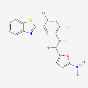 molecular formula C18H9Cl2N3O4S B3498185 N-[5-(1,3-benzothiazol-2-yl)-2,4-dichlorophenyl]-5-nitro-2-furamide 