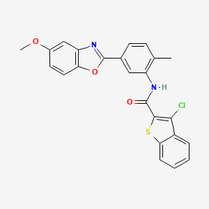 molecular formula C24H17ClN2O3S B3498195 3-chloro-N-[5-(5-methoxy-1,3-benzoxazol-2-yl)-2-methylphenyl]-1-benzothiophene-2-carboxamide 