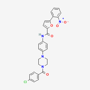 molecular formula C28H23ClN4O5 B3498212 N-{4-[4-(4-chlorobenzoyl)-1-piperazinyl]phenyl}-5-(2-nitrophenyl)-2-furamide 