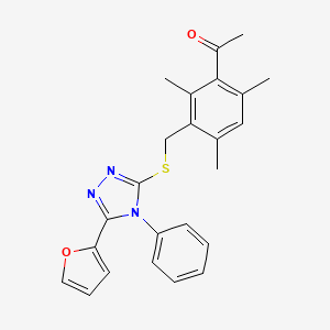 molecular formula C24H23N3O2S B3498235 1-[3-({[5-(2-furyl)-4-phenyl-4H-1,2,4-triazol-3-yl]thio}methyl)-2,4,6-trimethylphenyl]ethanone 