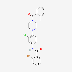 molecular formula C25H23BrClN3O2 B3498240 2-bromo-N-{3-chloro-4-[4-(2-methylbenzoyl)-1-piperazinyl]phenyl}benzamide 