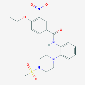molecular formula C20H24N4O6S B3498272 4-ethoxy-N-{2-[4-(methylsulfonyl)-1-piperazinyl]phenyl}-3-nitrobenzamide 