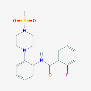 molecular formula C18H20FN3O3S B3498286 2-fluoro-N-{2-[4-(methylsulfonyl)-1-piperazinyl]phenyl}benzamide 