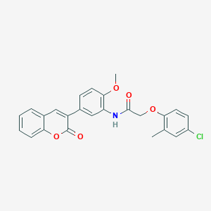 molecular formula C25H20ClNO5 B3498296 2-(4-chloro-2-methylphenoxy)-N-[2-methoxy-5-(2-oxo-2H-chromen-3-yl)phenyl]acetamide 